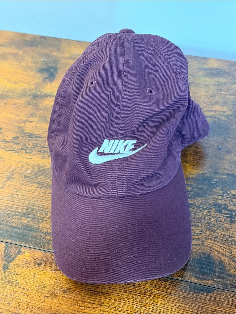 Nike Burgundy Baseball Cap with White Swoosh